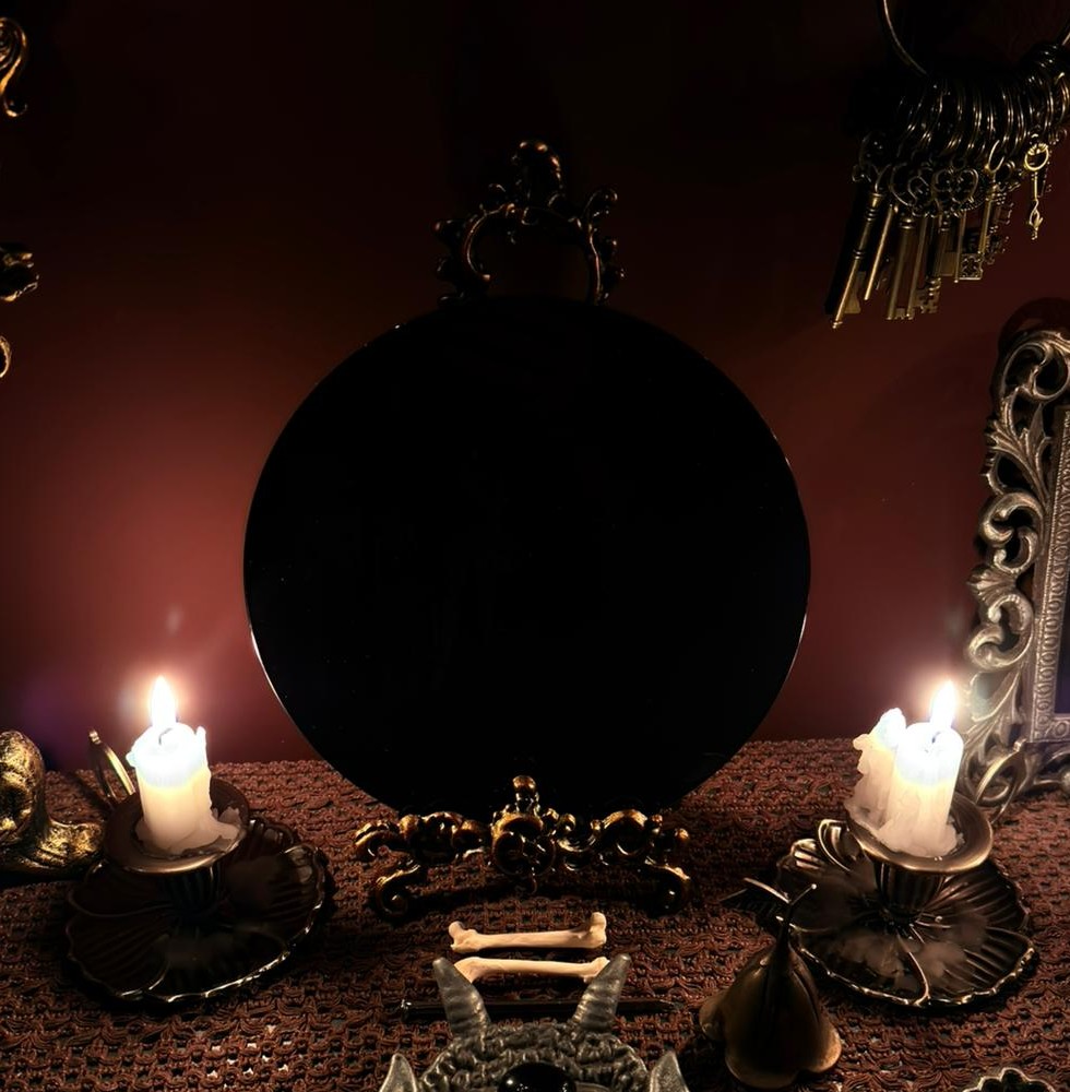 Handcrafted black obsidian scrying mirror